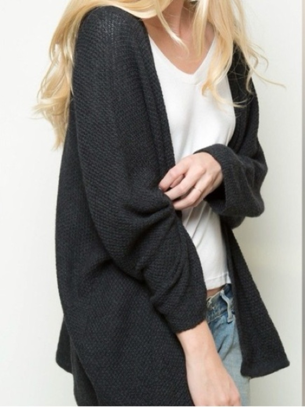413. Brandy Melville Charcoal Open-Front Women's Sweater Cardigan One Size